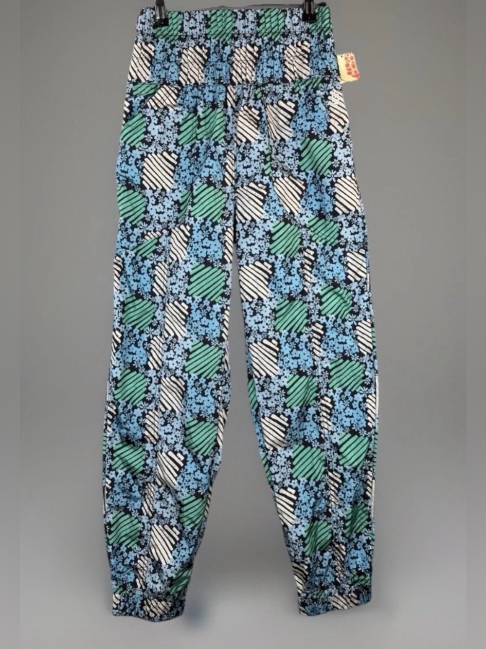 NWT Free People Blue Green Black & White Patterned Track Pants XS